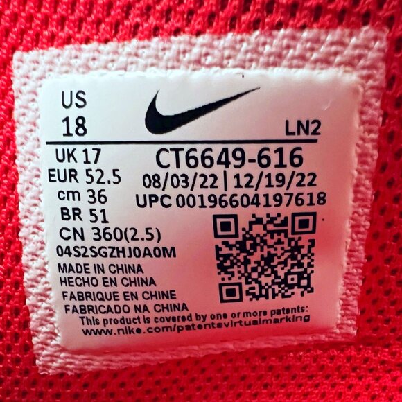 Nike Alpha Menace Pro 3 University Red White CT6649-616 Mens Football Cleats New - Picture 9 of 9